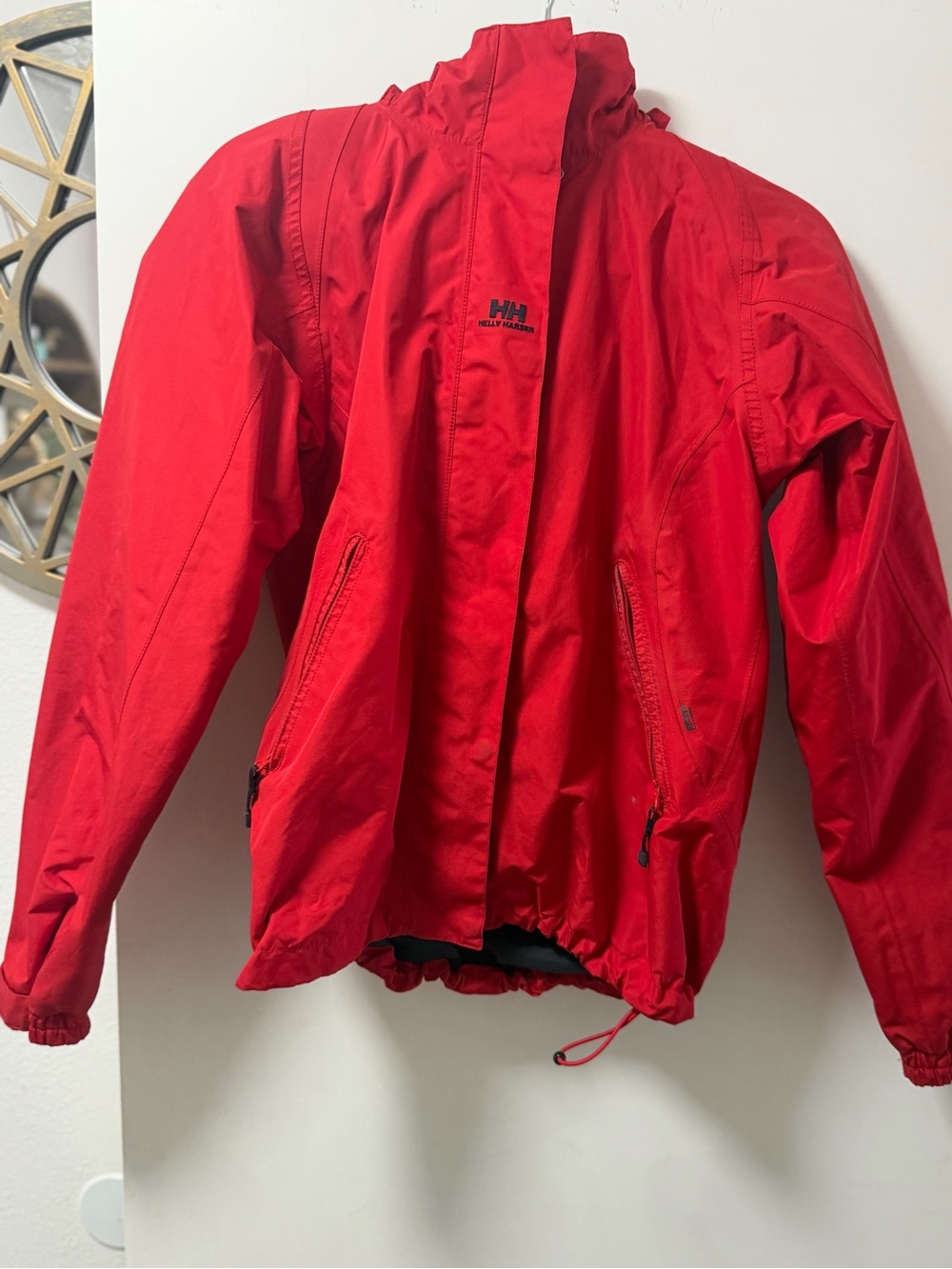 Helly Hansen Red Waterproof Raincoat with Hood